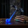 Scultura di Drago per Angolo Libreria Ufficio Luce, Decorazione Scaffale Fantastica Stampa 3D Soffiante Fuoco con Supporti per Libri Decorativi Fiamma Base Studio,