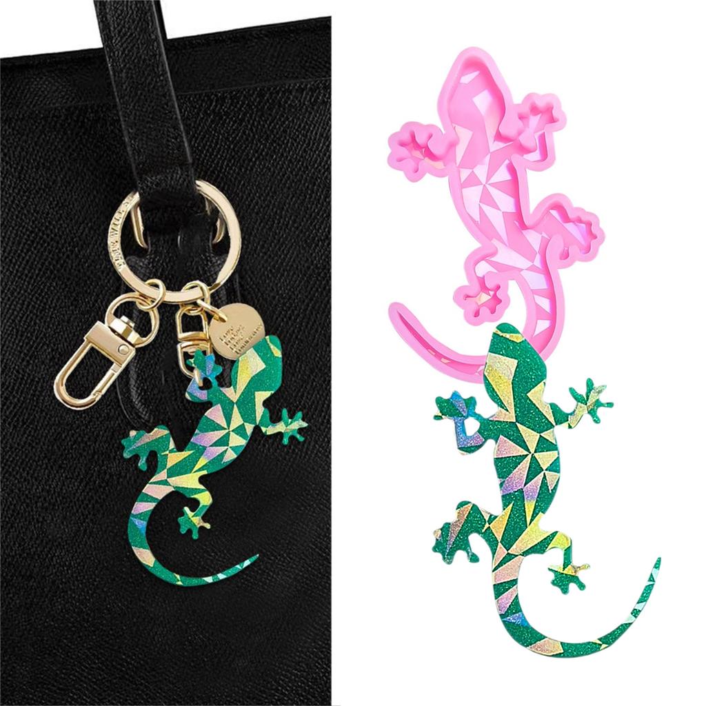 Animal Resin Keychain Molds Gecko Shape Pendant Moulds Jewelry Pendant Molds Silicone Texture for Hand-Making Jewelry