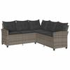 L Shaped Sofa with Cushions Grey Poly Rattan