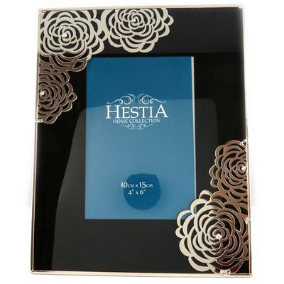 [L8595] - Photo Frame 'Flora' Black Silver (10x15 Cm)
