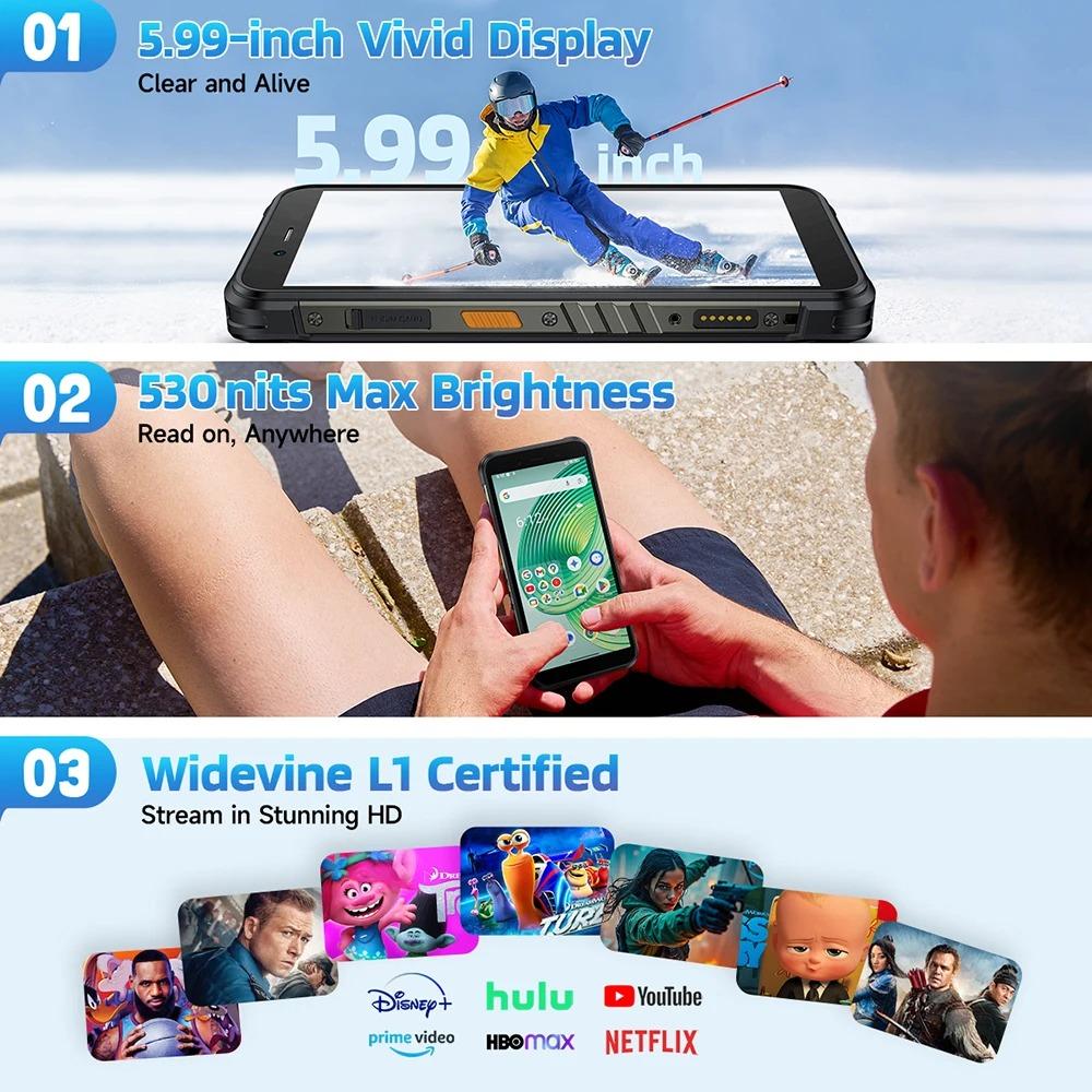 Ulefone RugKing 4G Rugged Phone Android 15 Up to 16GB+128GB Waterproof Smartphone 9600mAh NFC Global Version 5.99"