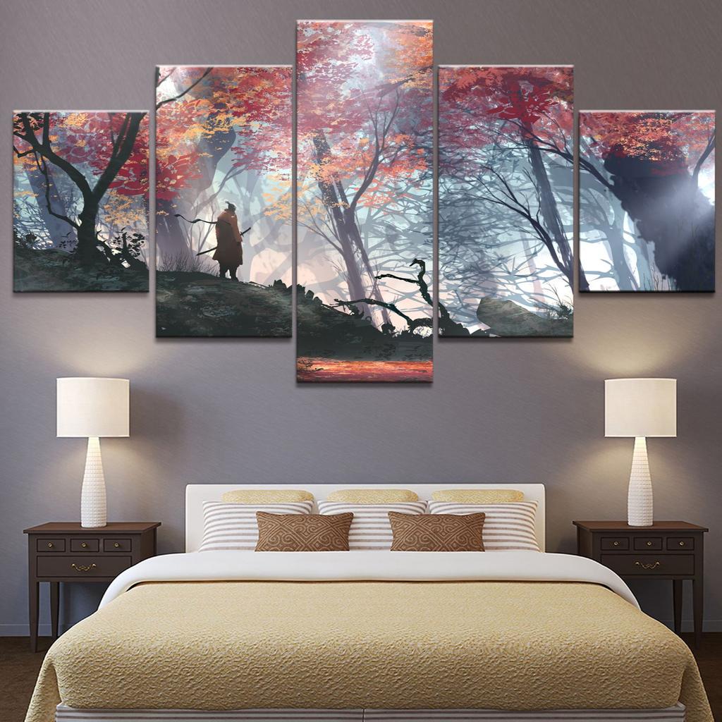 Unframed 5Pcs SEKIRO Shadows Die Twice Games Canvas Posters Wall Art Pictures HD Paintings Home Decor for Living Room Decoration