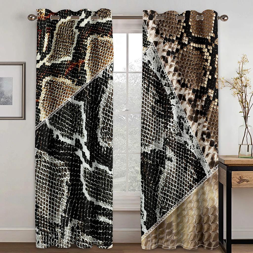 2 Panels Golden Leopard Printed Serpentine Drapes Bedchamber Livingroom Space Floor - to - ceiling Windowpane Kitchen BlindsGrommetBestFreeShip