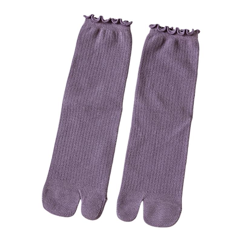Ruffle Trim Frilly Crew Socks Flip Flop Socks Tabis Split Toe Socks Cotton Booties Socks Casual Ankle High Socks Hosiery
