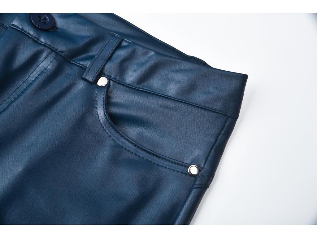 2023 European and American Women's PU Leather Skinny Casual Pants