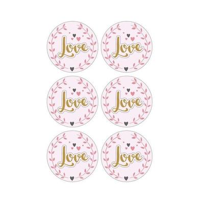 3D Stickers Ø 4 Cm - Love On Light Pink Background