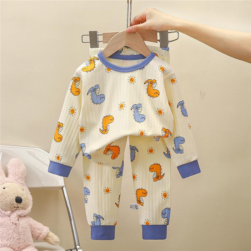 100% Baumwolle Kinder Unterwäsche Set Langarm Thermopyjama für Jungen & Mädchen Baby Loungewear Herbst/Frühling Nachtwäsche (2-8J)