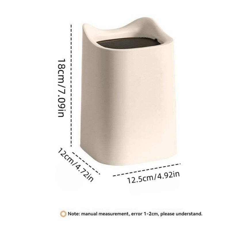 1Pc/Simple Style Flip-Top Trash Can, Plastic, Unique Design, for Home and Office Desktop Use