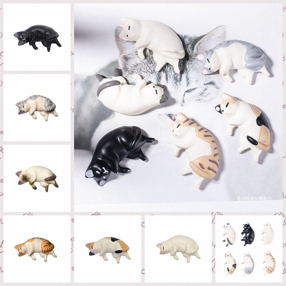Cute Simulated Cat Fridge Ornaments Simulation Resin Cat Resin Accessories Sleep Cat Handicraft Lazy Cat Miniatures Home Decor