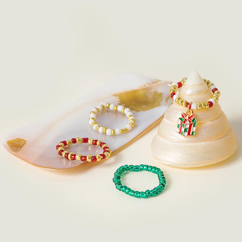 2023 Fall/Winter Bestseller: Colorful Patchwork Beaded Christmas Ring Series - Creative and Chic Finger Rings