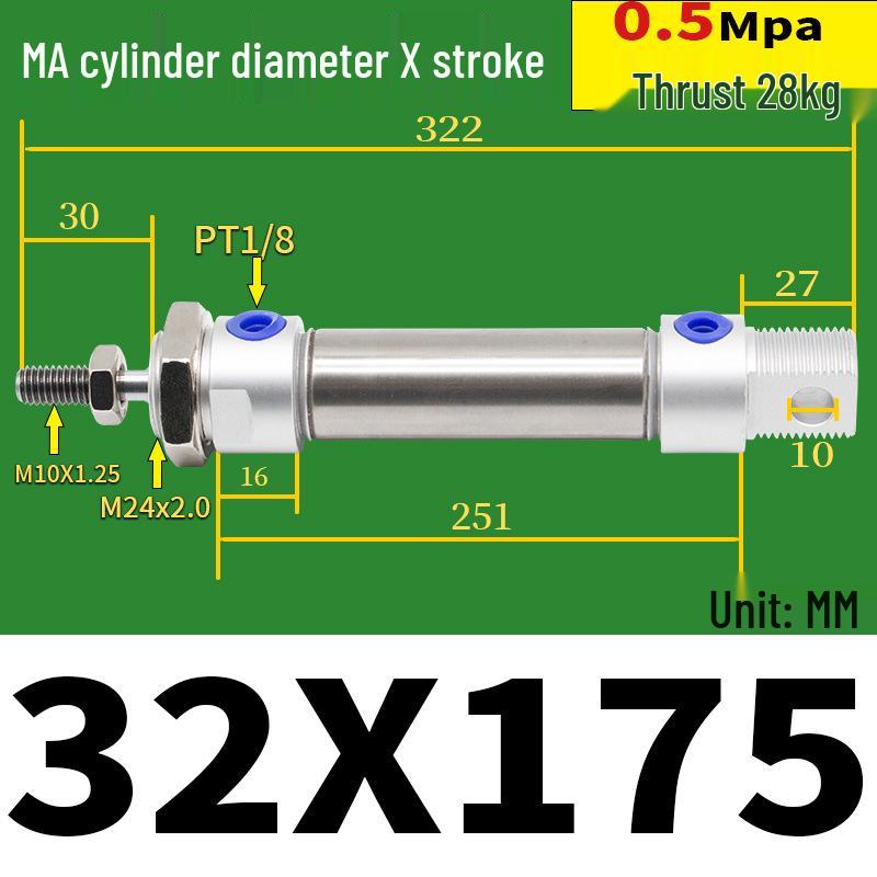 Corrosion Resistant Stainless Steel Pneumatic Cylinder 16-40mm/50-150mm