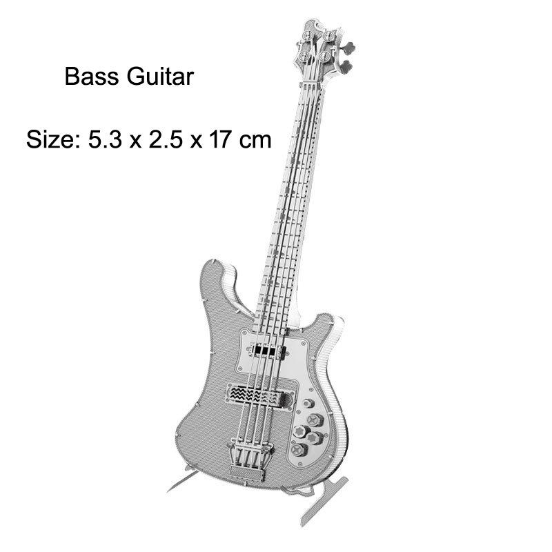 3D Metal Assembled Model DIY Jigsaw Puzzle Instruments Piano Guitar Drum Cello Bass Model Handicrafts Desktop Ornament Toy Gift