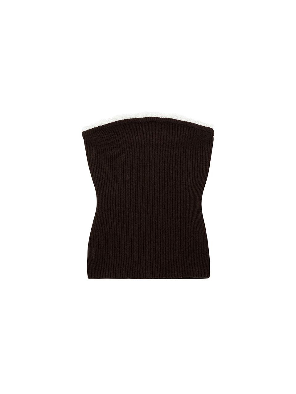 Salad Basket Logo Frill Knit Tube Top_Brown