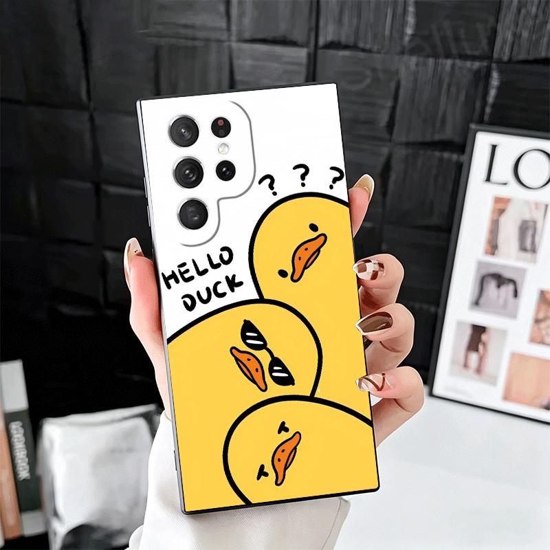 Funny Cute Cartoon Duck Soft Phone Case for Samsung Galaxy S26 S25 Edge S24 Ultra S23 Plus S22 S21 FE S20 Black Cover Back Shell