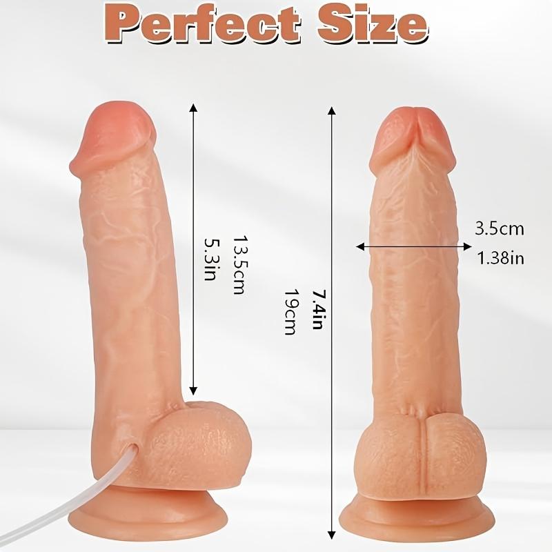 Realistic Water-Spray Silicone Dildo, Soft Skin Feel Penis Toy with Strong Suction Cup, G-Spot & P-Spot Stimulator for Couples