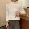Winter Thickened Integrated Fleece Semi-turtleneck Sweater Women's Simple Pit Strip with Knitted Top Solid Color Bottoming Shirt