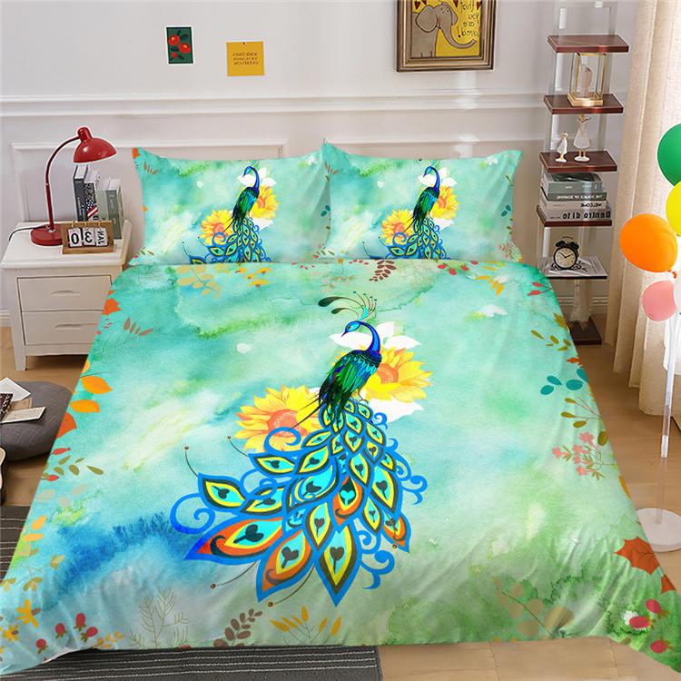 Fashion Animal Series Digital Printing Polyester Quilt Cover Pillowcase Three-Piece Set