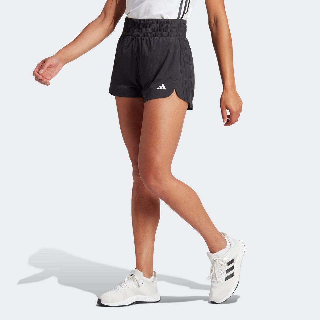 adidas Pacer Material Iteration Solid Color Logo Elastic Waist Sports Shorts Women Shorts Black IQ2634