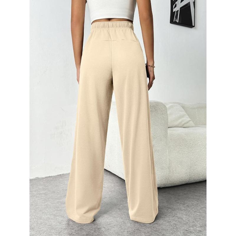 Women's Drawstring Waist Wide Leg Sweatpants Casual Trousers