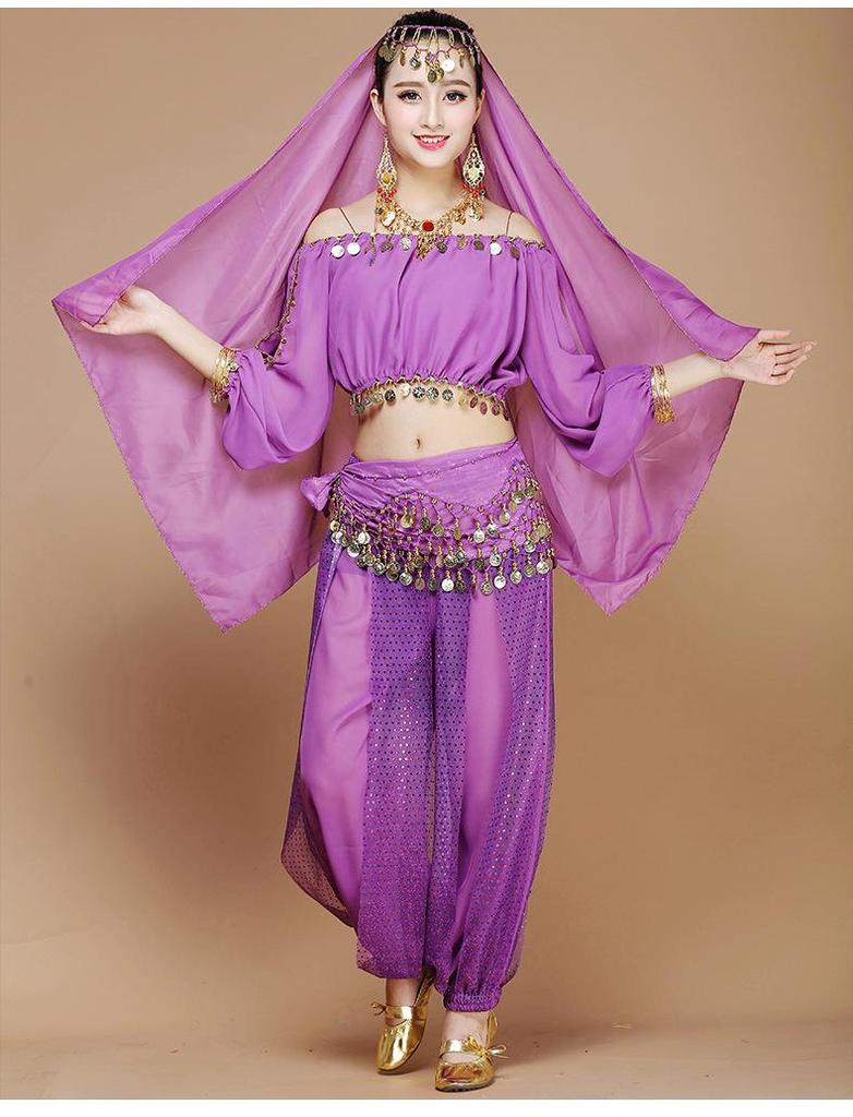 Indian Ethnic Belly Dance Set - Long Sleeve Autumn/Winter Pants for Stage Performance