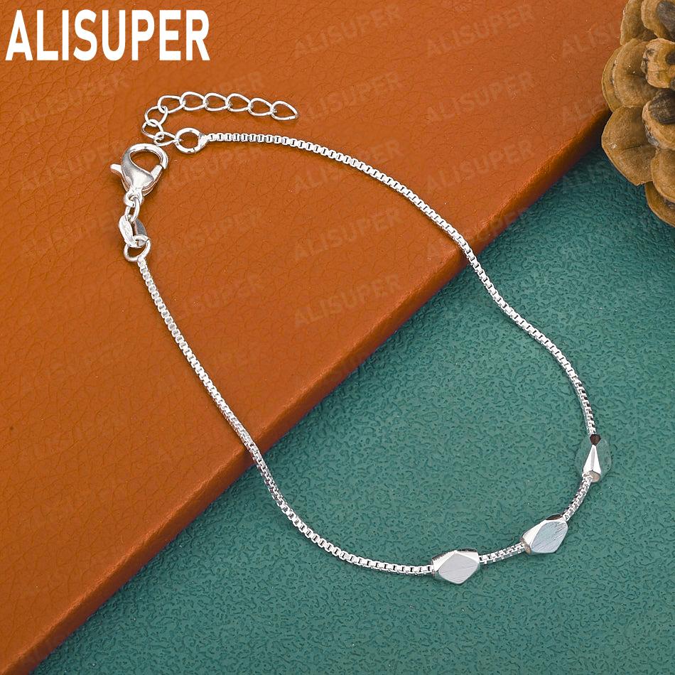 925 Sterling Silver Simple Silver Bracelet Exquisite Gift Jewelry 20cm