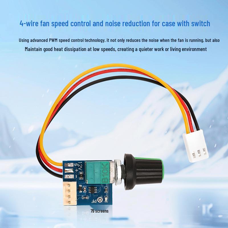 DC5-12V Manual PWM Fan Speed Controller with Switch Case for Noise Reduction and Power Off Capability
