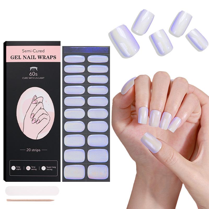Chameleon Gradient Semi-cured Gel Nail Stickers, Cross-border Mirror Aurora Semi-baked Gel UV Nail Stickers