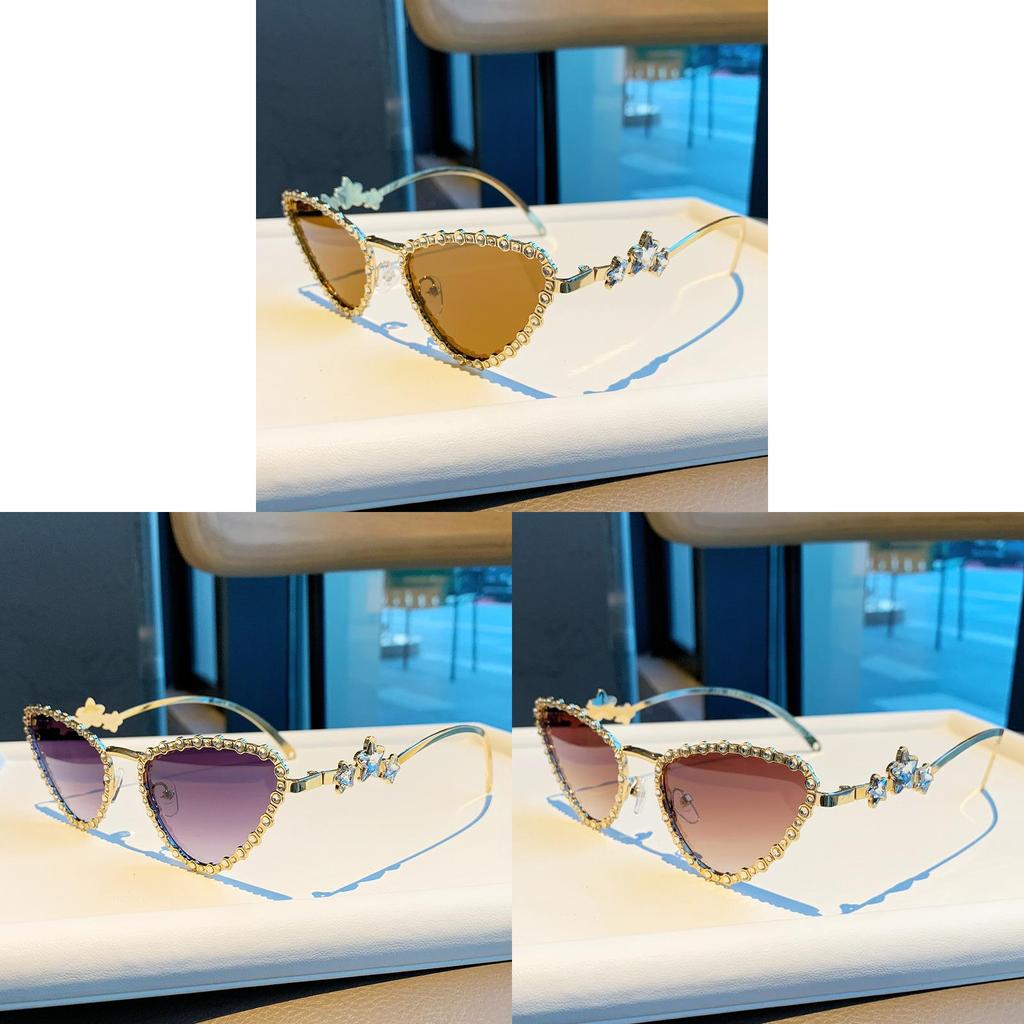 Cat Eye Sunglasses For Women With Diamond Embellishments Uv400 Sun Protection Fashion Accessory