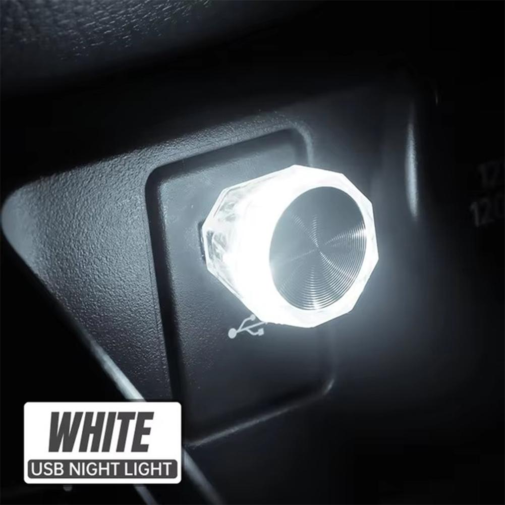 LED USB Car Cigarette Lighter Atmosphere Light Mini Colorful Night Light for Car Interior Wiring-Free Lighting Accessory E8X6