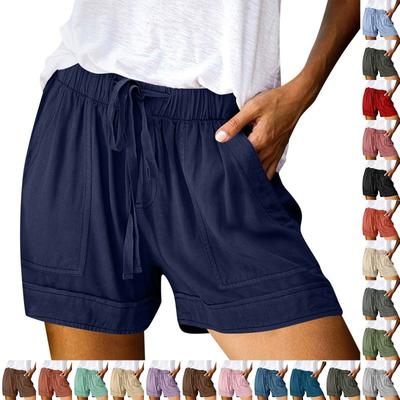 Women's Casual  Summer Elastic Beach Shorts  Solid Casual Shorts