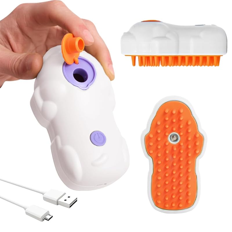 Multifunctional 3-in-1 Rechargeable Silicone Brush for Removing Tangled and Loose Hair from Cats and Dogs