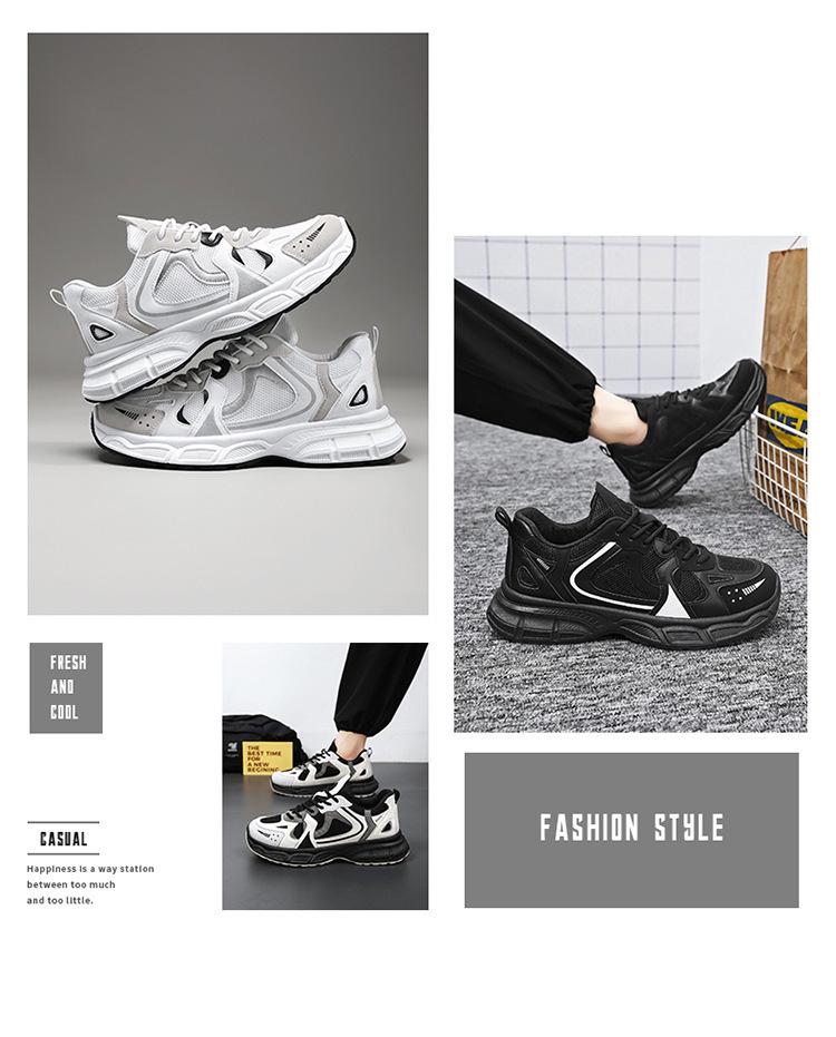 Spring Men's Breathable Mesh Sneakers - Trendy, Versatile, Thick-Soled Casual Running Shoes