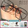 CLLOIO High Quality Retro Polygonal Myopia Prescription Computer Glasses Women Anti Blue Ray Photochromic Progressive Eyeglasses