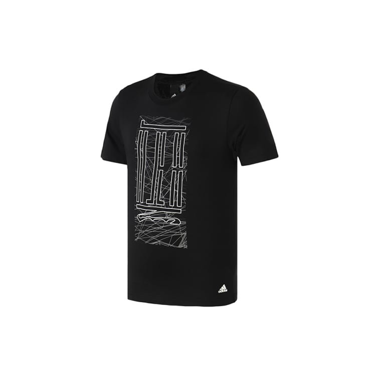 adidas T Shirts Men's Black Crew Neck Moderate Straight Fit DY8742