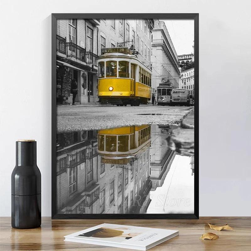 Nordic City Scenery Canvas Painting Yellow Wall Art Poster For Living Room Photograph European Landscape Picture Home Decor