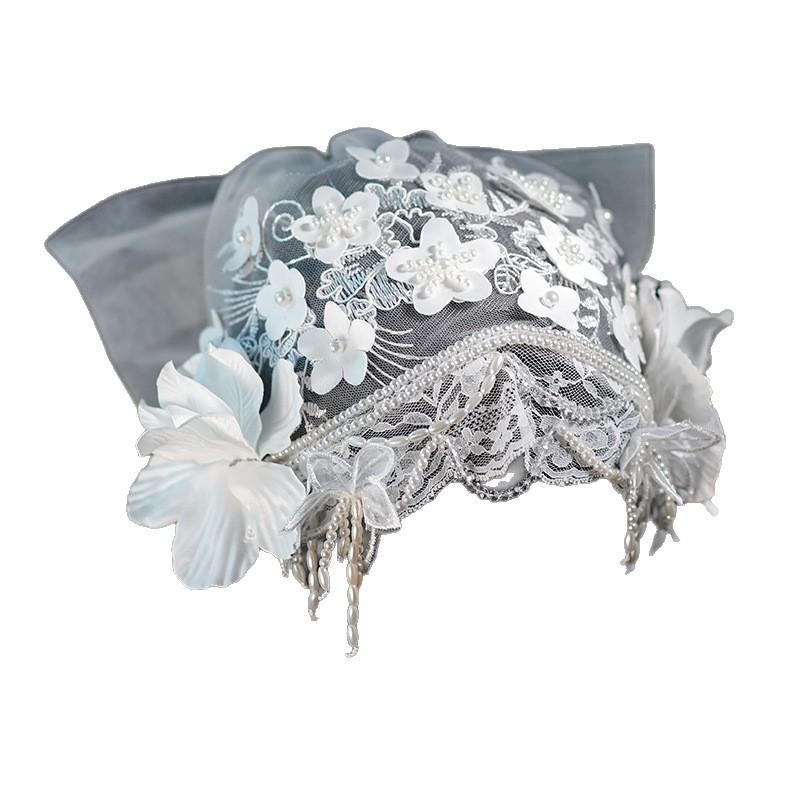 

Элегантная кружевная фата-головной убор в французском стиле: Винтажное свадебное украшение для волос для свадеб и фотосессий