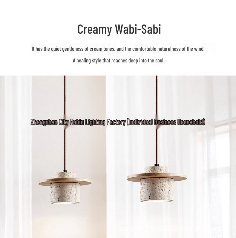 Yellow Travertine Wabi-Sabi Style Pendant Light for Bedroom, Restaurant, or Bar