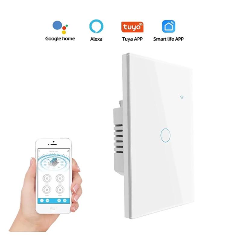 Tuya WiFi Smart Light Switch with Wall Touch, Compatible with Alexa and Google Assistant.