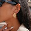 Personalized Geometric Grid C-Shaped Hollow Silver Needle Earrings Commuter Eco-friendly Earrings