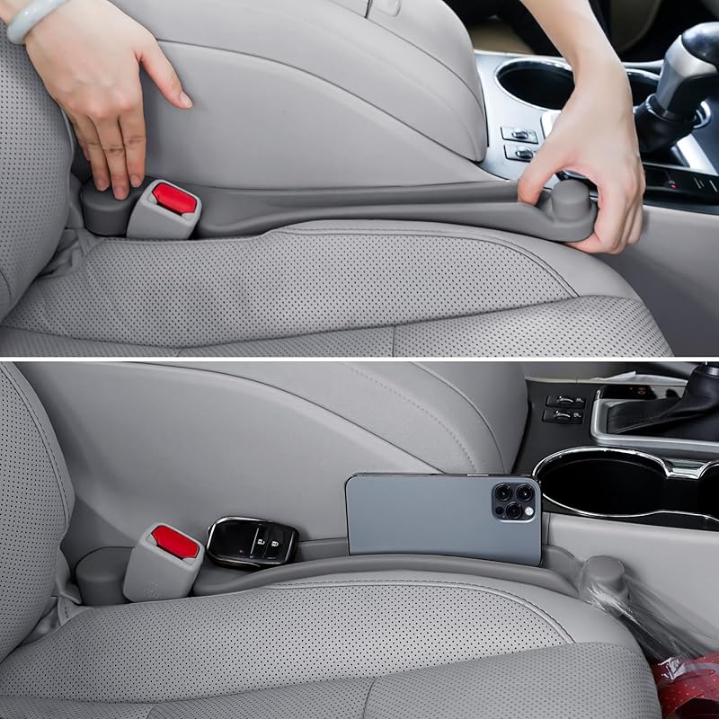 Car Seat Gap Filler Set Of 2, Soft Foam Multifunctional Seat Side Gap Filler With Organizer & Hook Function, 3In1 Gap Stopper Universal Fit Car SUV