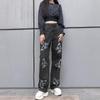 Butterfly Print Loose Casual Wide-leg Jeans Women High Waist Streetwear Pants Women Jeans Pants