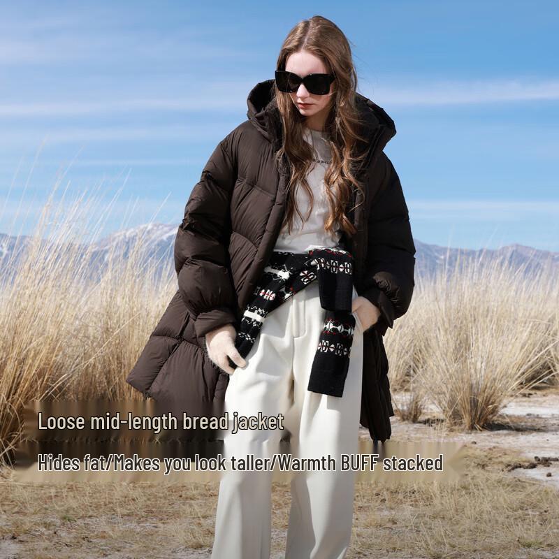 

Sancai 2025 Зимняя 90% Пух белой утки Водонепроницаемая Пуховая куртка средней длины L