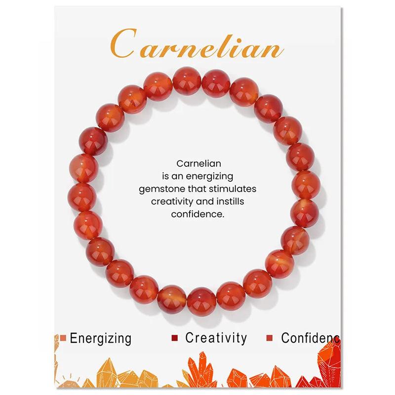 8MM Pink Quartzs Stone Bracelet Minimalism Natural Carnelian Amethysts Gem Stone Bead Elastic Bangle Jewelry Gift for Women Men