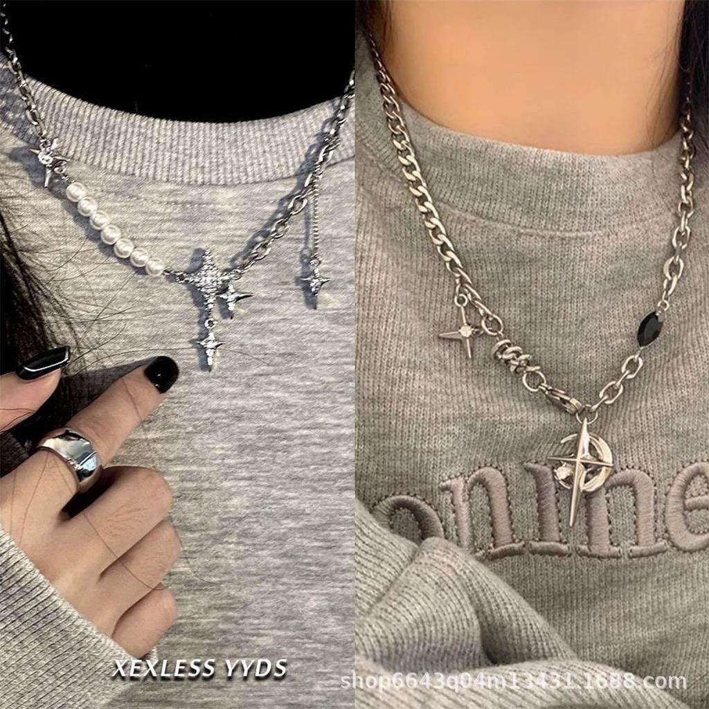 Sweet and cool lava love necklace women's ins tide niche high-end design sense sweater chain versatile personality sweater chain men