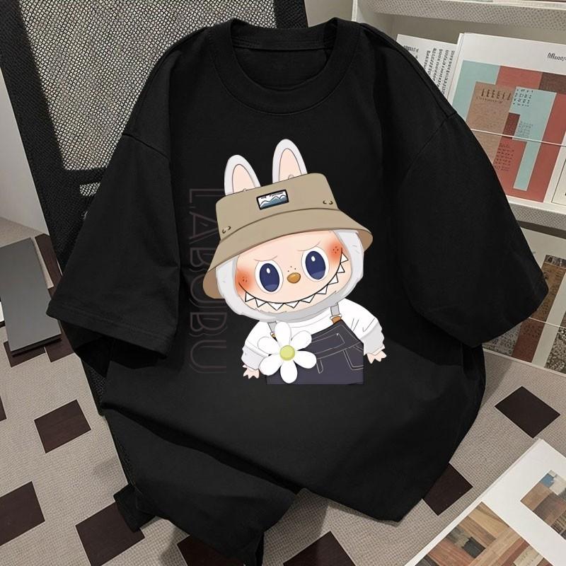 Labubu Summer T-shirt Women Plus Size 3D Pirnt Casual Short Sleeve Tops Tees Clothes