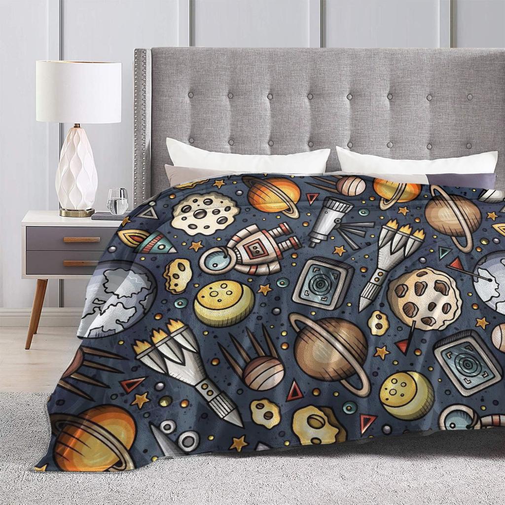 Weltraum Planeten Raketen Super Weiche Decke Kinder Plüsch Bettwäsche Überwürfe Lustige Heimdeko Flanell Tagesdecke Sofa Bettbezug