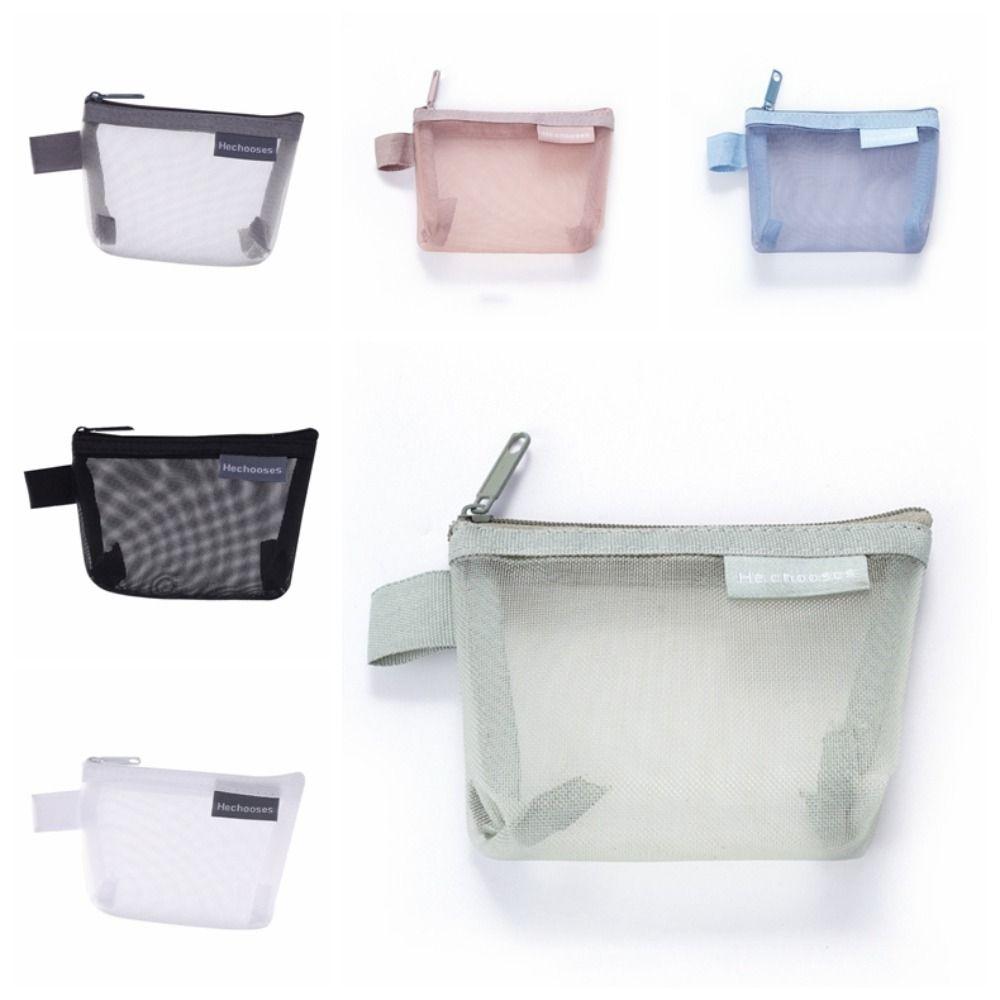 Small Item Bag Clear Mesh Bag Lipstick Cosmetic Bag Fresh Color Card Bag Mini Coin Purse  Gift