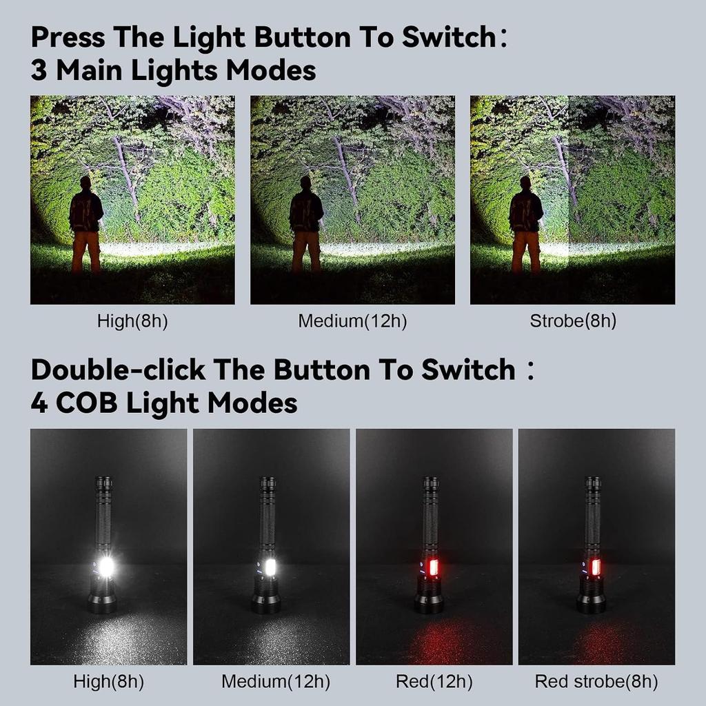 Taoquwe Flashlights High Lumens LED Rechargeable, 99,000 Lumen Super Bright Flashlight High Power USB Flash Light,Waterproof Handheld LED Flashlight