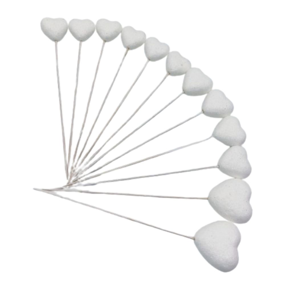 10pcs Love Heart Cake Toppers Red Pink Vase Picks Decor  Wedding Flower Bouquet