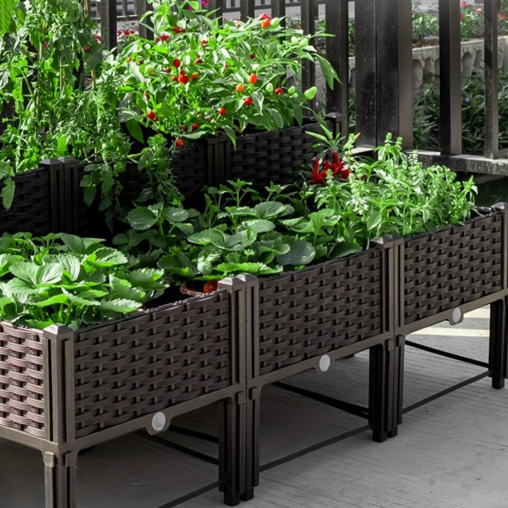 Plastic Raised Garden Bed with Legs Raised Planter Box with Drainage Holes Raised Bed Propagation Box for Indoor and Outdoor Use